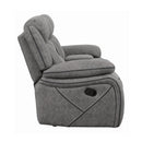  Coaster Furniture Higgins 602262 Upholstered Motion Reclining Loveseat - Grey IMAGE 5