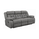  Coaster Furniture Higgins 602261 Upholstered Motion Reclining Sofa - Grey IMAGE 1