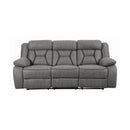  Coaster Furniture Higgins 602261 Upholstered Motion Reclining Sofa - Grey IMAGE 2