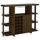 Coaster Furniture Evelio 100439 6-shelf Glass Top Home Bar Wine Cabinet - Walnut IMAGE 1