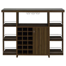  Coaster Furniture Evelio 100439 6-shelf Glass Top Home Bar Wine Cabinet - Walnut IMAGE 3