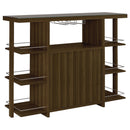  Coaster Furniture Evelio 100439 6-shelf Glass Top Home Bar Wine Cabinet - Walnut IMAGE 5