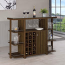  Coaster Furniture Evelio 100439 6-shelf Glass Top Home Bar Wine Cabinet - Walnut IMAGE 7