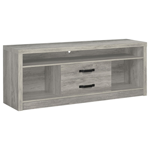  Coaster Furniture Burke 701024 2-Drawer Engineered Wood 59" TV Stand - Grey Driftwood IMAGE 1