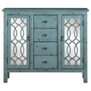  Coaster Furniture Rue 950736 4-Drawer Wood Trellis Accent Storage Cabinet - Blue IMAGE 4