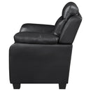  Coaster Furniture Finley 506552 Upholstered Padded Arm Tufted Loveseat - Black IMAGE 4