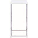  Coaster Furniture Edmund 930014 Square Accent Side Table - White High Gloss and Chrome IMAGE 3