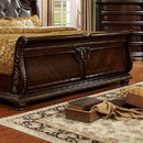  Color_Brown Cherry Size_King -- Furniture of America Fromberg King Upholstered Sleigh Bed IMAGE 3