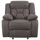  Coaster Furniture Higgins 602263 Upholstered Glider Recliner Chair - Grey IMAGE 1