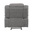  Coaster Furniture Higgins 602263 Upholstered Glider Recliner Chair - Grey IMAGE 5
