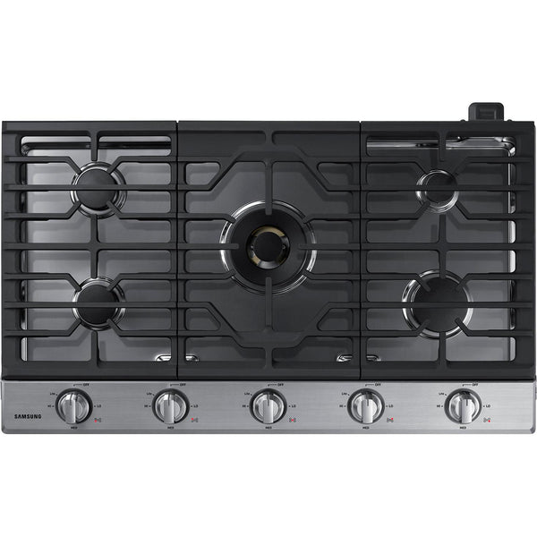  Samsung 36-inch Built-in Gas Cooktop with Wi-Fi and Bluetooth Connected NA36N7755TS/AA IMAGE 1