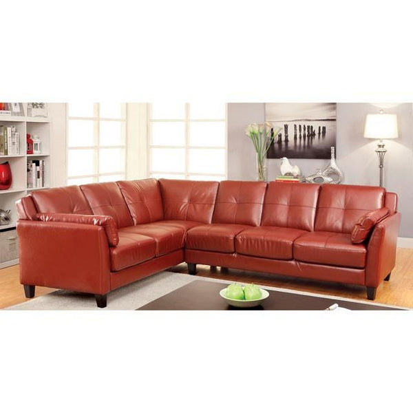  Furniture of America Peever Leatherette 2 pc Sectional CM6268RD-SET IMAGE 1