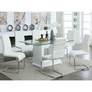  Furniture of America Eva Dining Table with Glass Top and Pedestal Base CM3917T-TABLE IMAGE 4