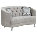  Coaster Furniture Avonlea 508462 Upholstered Sloped Arm Loveseat - Grey Velvet IMAGE 1