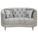  Coaster Furniture Avonlea 508462 Upholstered Sloped Arm Loveseat - Grey Velvet IMAGE 2
