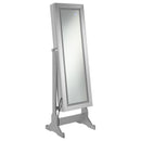  Coaster Furniture Moore 951017 Cheval Mirror with Jewelry Storage - Silver IMAGE 1