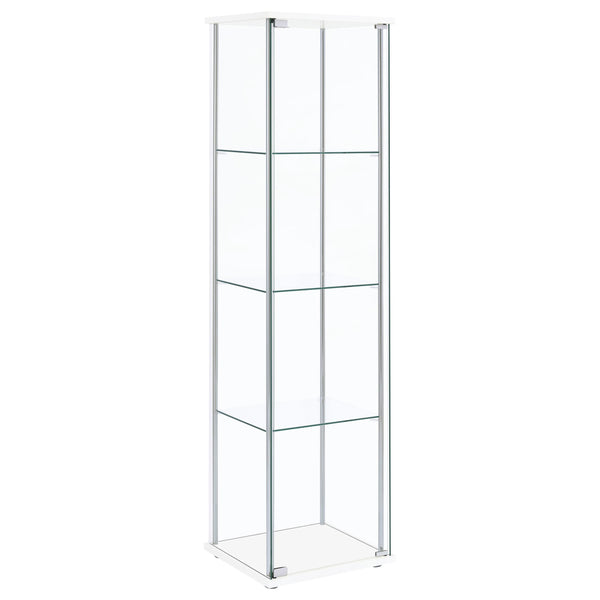 Coaster Furniture Bellatrix 951072 4-shelf Clear Glass Curio Cabinet - White IMAGE 1