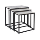  Coast2Coast Cosgrove 93413 Contemporary Square White Marble 3 pc Nesting Tables with Iron Legs IMAGE 1