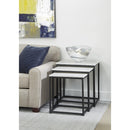  Coast2Coast Cosgrove 93413 Contemporary Square White Marble 3 pc Nesting Tables with Iron Legs IMAGE 4