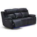  New Classic Furniture Fusion Power Reclining Fabric and Leather Look Sofa U3969-30P1-EBY IMAGE 1