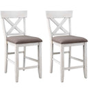  Coast2Coast Landings 48107 Set of 2 Cross Back Chocolate Brown Upholstered Counter Height Dining Side Chairs IMAGE 1