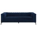  Coaster Furniture Chalet 509211 Upholstered Tuxedo Arm Tufted Sofa - Blue IMAGE 2