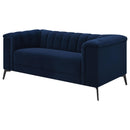  Coaster Furniture Chalet 509212 Upholstered Tuxedo Arm Tufted Loveseat - Blue IMAGE 3