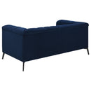  Coaster Furniture Chalet 509212 Upholstered Tuxedo Arm Tufted Loveseat - Blue IMAGE 5