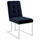  Coaster Furniture Cisco 192494 Velvet Upholstered Dining Side Chair - Chrome IMAGE 1