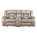  New Classic Furniture Roswell Reclining Fabric and Leather Look Loveseat U4227-25-PTR IMAGE 1