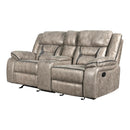  New Classic Furniture Roswell Reclining Fabric and Leather Look Loveseat U4227-25-PTR IMAGE 2