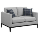  Coaster Furniture Apperson 508682 Upholstered Track Arm Loveseat - Light Grey IMAGE 1