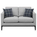  Coaster Furniture Apperson 508682 Upholstered Track Arm Loveseat - Light Grey IMAGE 2