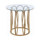  Coaster Furniture Monett 708057 Round Glass Top Side End Table - Chocolate Chrome IMAGE 1
