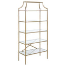  Coaster Furniture Serena 804393 70-inch 5-shelf Glass Bookshelf - Gold IMAGE 1