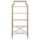  Coaster Furniture Serena 804393 70-inch 5-shelf Glass Bookshelf - Gold IMAGE 2