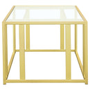  Coaster Furniture Adri 723608 Rectangular Glass Top Coffee Table - Matte Brass IMAGE 4