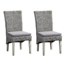  Coast2Coast Hopewell 51560 Set of 2 Gray Seagrass Accent Dining Side Chair with Grey Upholstered Cushion IMAGE 1
