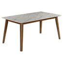  Coaster Furniture Everett 192761 Rectangular 63-inch Faux Marble Dining Table - White IMAGE 1