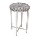  Coast2Coast Torrin 53410 Pinwheel Design Bone Inlay Topped Accent Table with Antique Silver Legs IMAGE 1