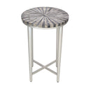  Coast2Coast Torrin 53410 Pinwheel Design Bone Inlay Topped Accent Table with Antique Silver Legs IMAGE 4