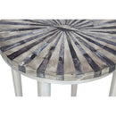  Coast2Coast Torrin 53410 Pinwheel Design Bone Inlay Topped Accent Table with Antique Silver Legs IMAGE 6