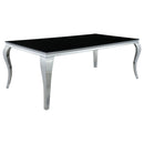  Coaster Furniture Carone 115071 Rectangular 81-inch Glass Top Dining Table - Black IMAGE 1