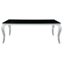  Coaster Furniture Carone 115071 Rectangular 81-inch Glass Top Dining Table - Black IMAGE 2