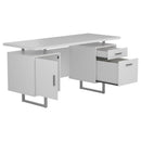  Coaster Furniture Lawtey 803521 60-inch 2-Drawer Computer Desk - White High Gloss IMAGE 2