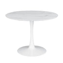  Coaster Furniture Arkell 193051 Round 40-inch Faux Marble Top Dining Table - White IMAGE 1