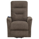  Coaster Furniture Henrietta 609404P Upholstered Power Lift Massage Chair - Brown IMAGE 5