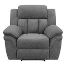  Coaster Furniture Bahrain 609543 Upholstered Glider Recliner - Charcoal IMAGE 2