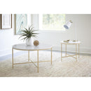  Coaster Furniture Ellison 723207 Round Marble Top Side End Table - White and Gold IMAGE 2
