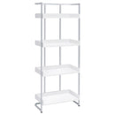  Coaster Furniture Ember 803402 68-inch 4-shelf Bookshelf - White High Gloss and Chrome IMAGE 1